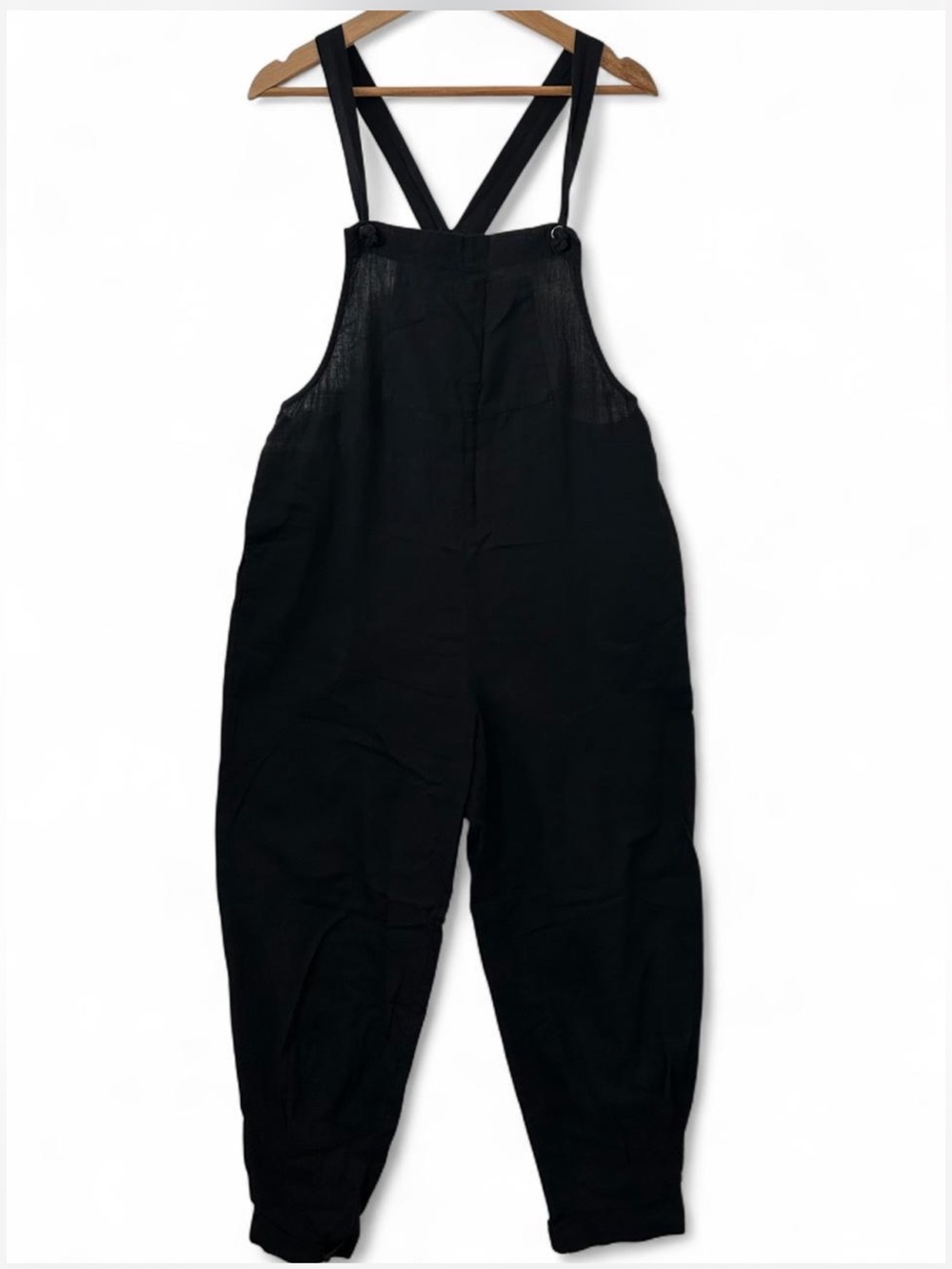 Urban Outfitters Black Oversized Cotton/Linen Blend Jumpsuit Overalls